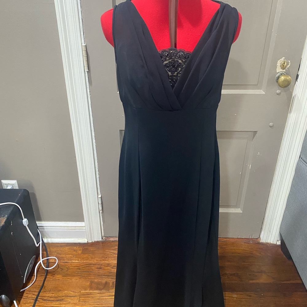 Scott McClintock Black Maxi Dress with Embellished Neckline